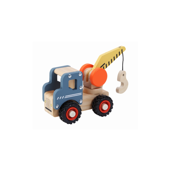auto-1.png Houten kraanwagen met rubberen wielen