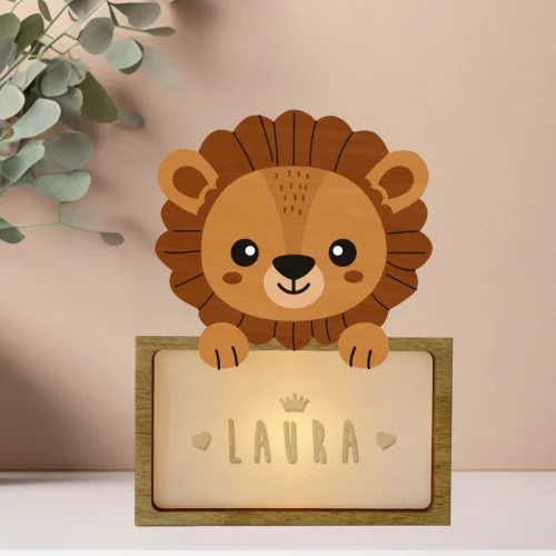 Houten lampje Leeuw