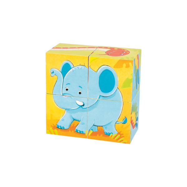 Goki - Wilde dieren kubus puzzel